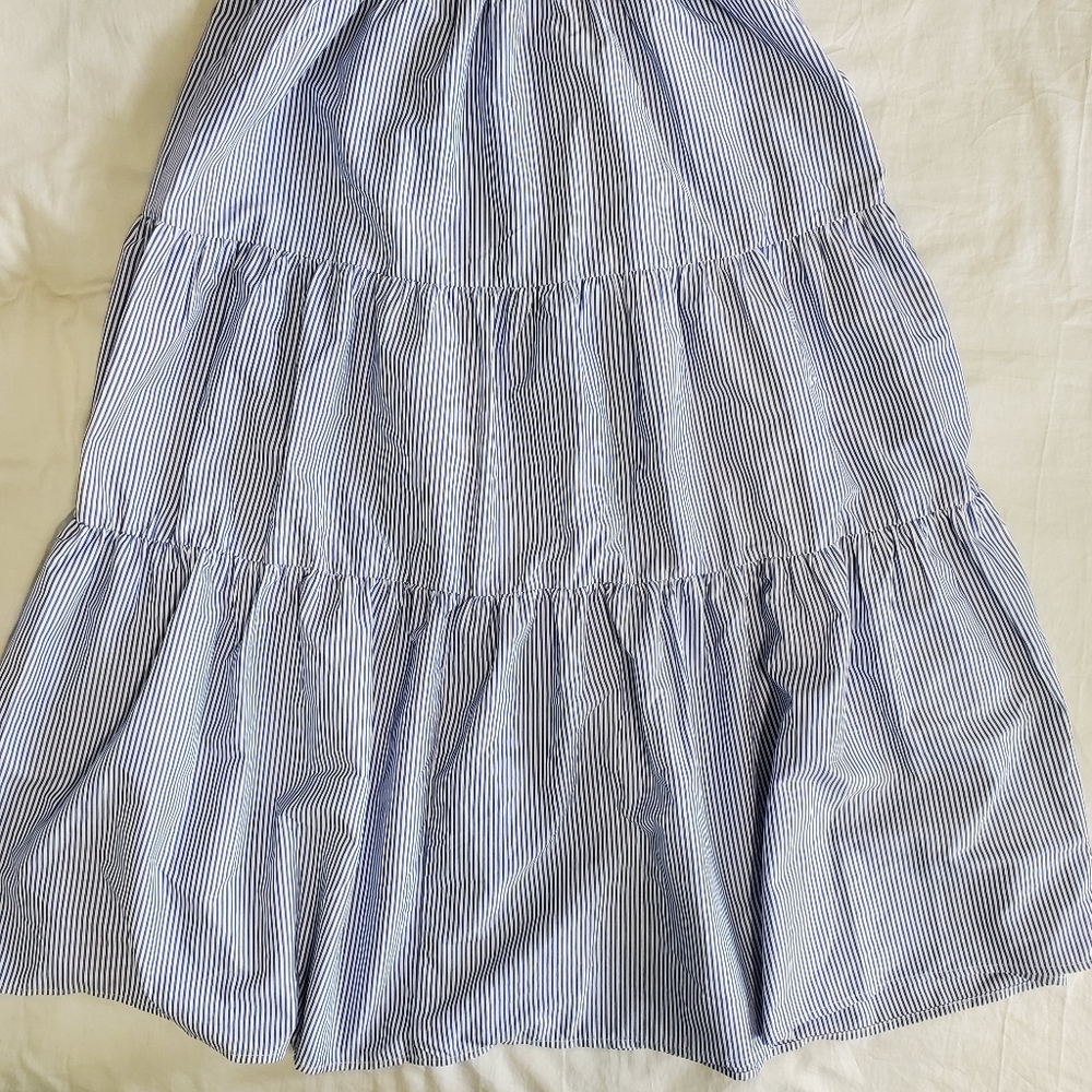 Women's Vine & Love Blue White Striped Maxi Dress Tie Straps Size Medium - Picture 6 of 6